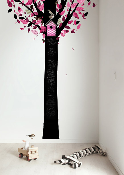 Schoolbordsticker Chalkboard Tree 1 Roze-1